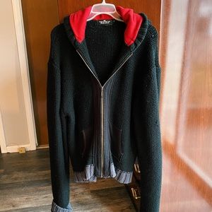 Vintage Knit Hooded Jacket with Zipper